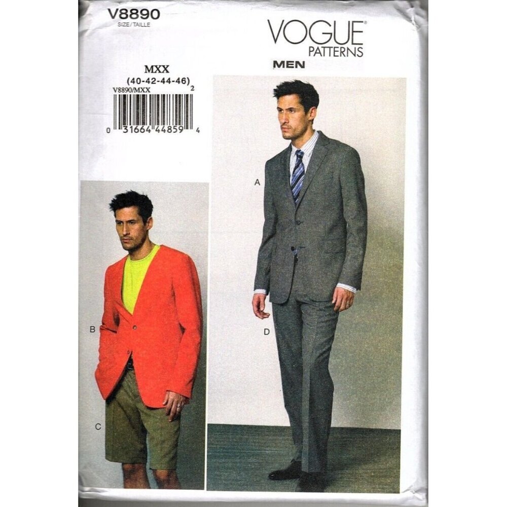 Vogue V8890 Mens 40 to 46 Jacket, Shorts and Pants Uncut Sewing Pattern